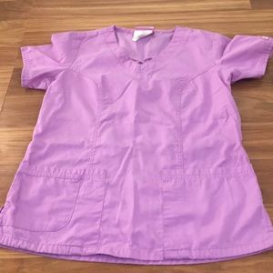 LAVENDER SCRUB SET WITH CROSS DESIGN IN FRONT